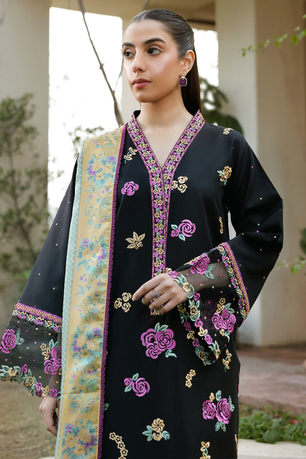 Farasha | Summer Weaves Embroidered Lawn | Raven Dusk