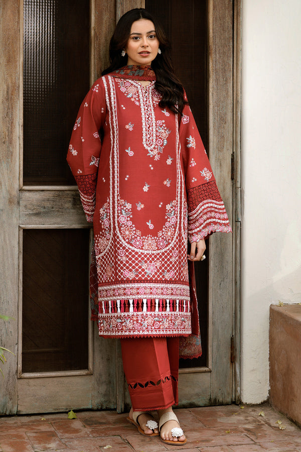 Farasha | Summer Weaves Embroidered Lawn | Russet Flames