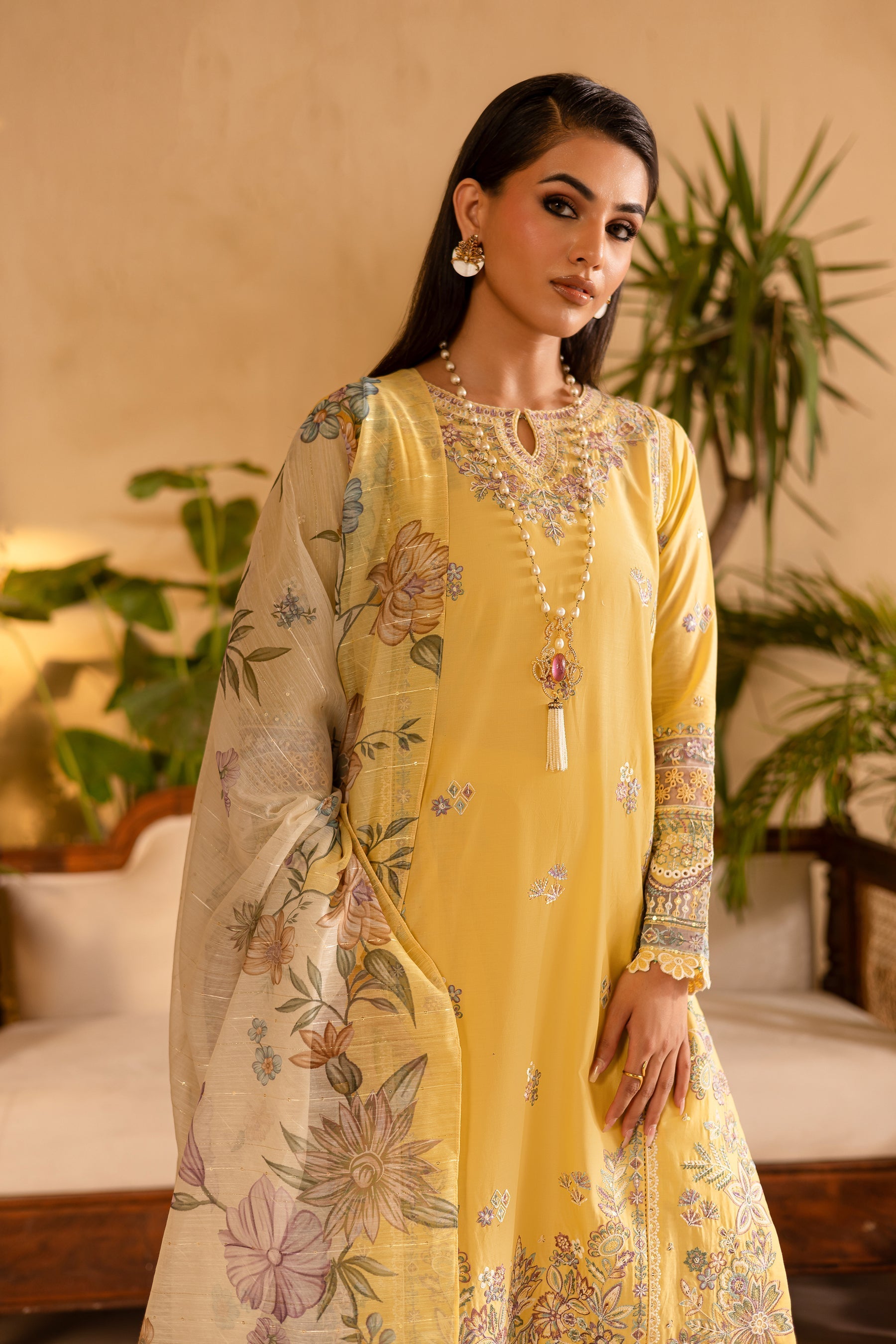 Batik | Nyra Embroidered Summer Solids | Maize