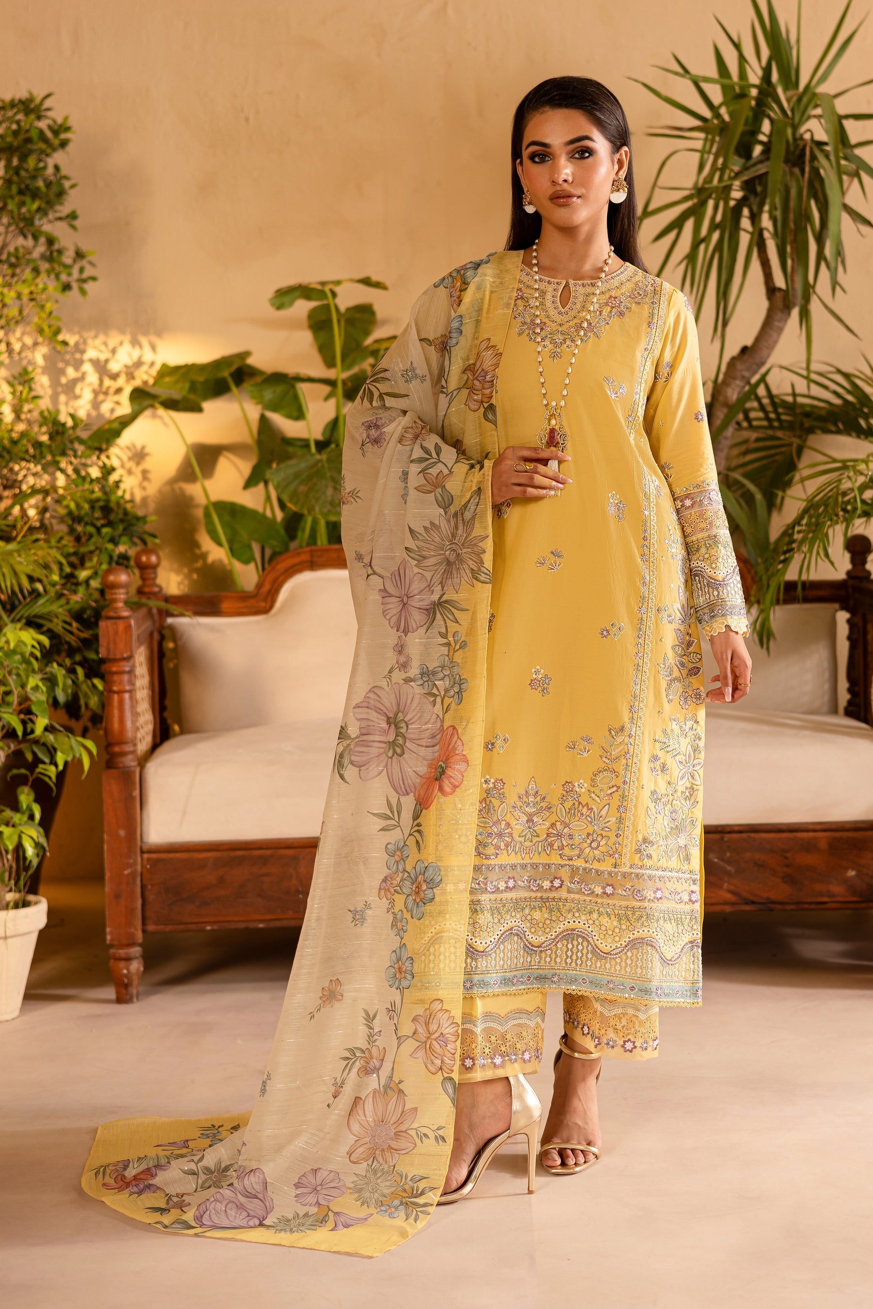 Batik | Nyra Embroidered Summer Solids | Maize