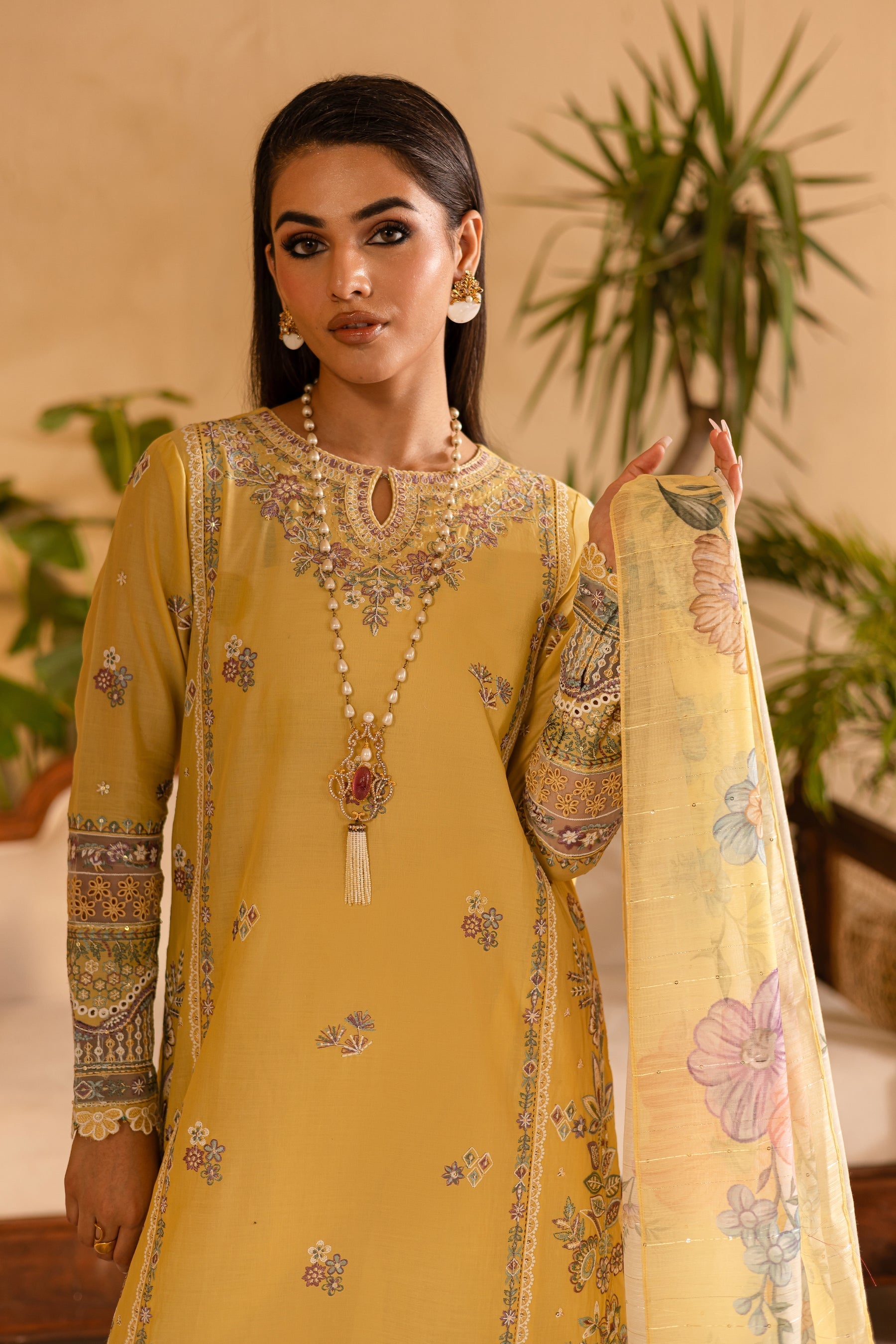 Batik | Nyra Embroidered Summer Solids | Maize