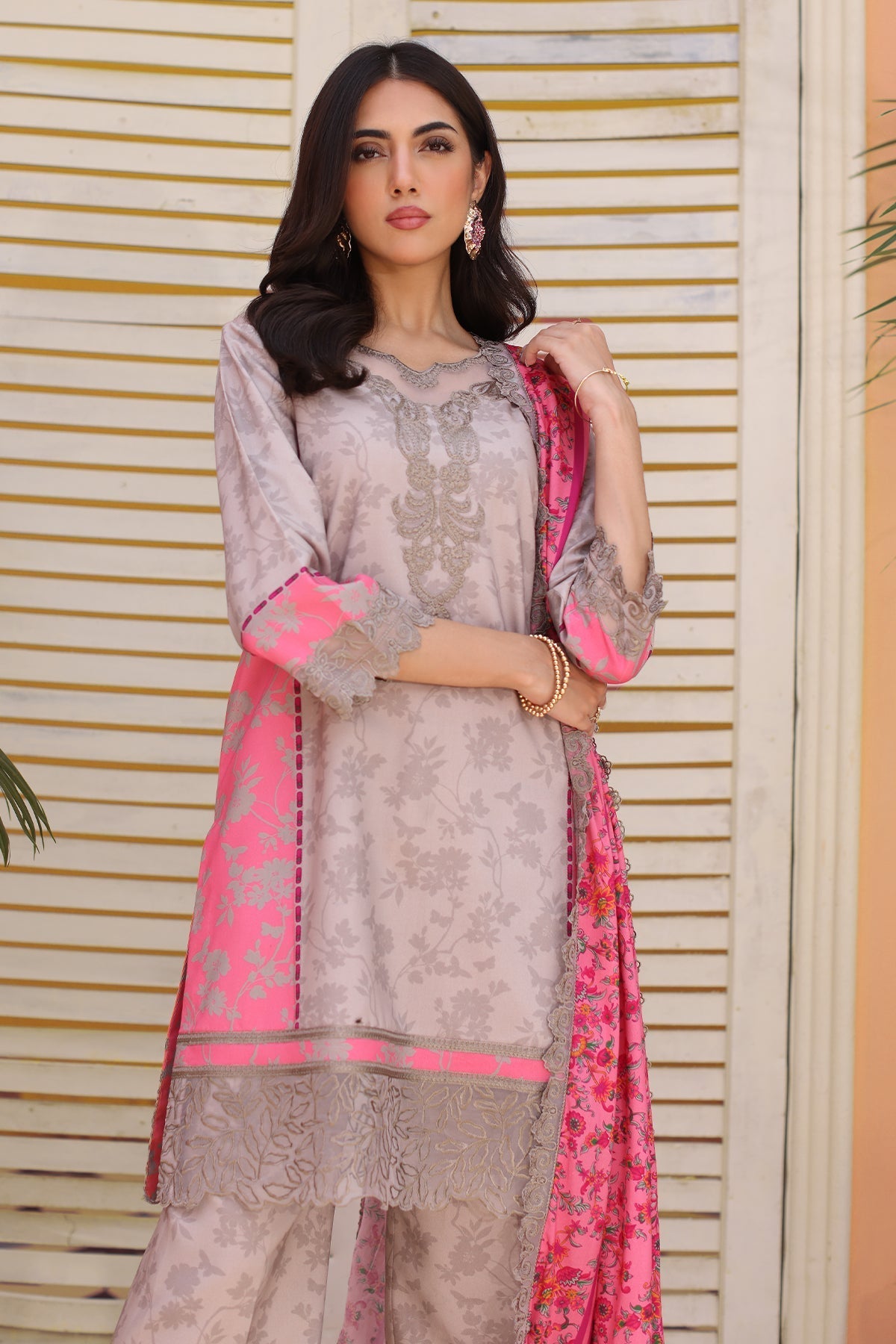 Charizma | Sheen Embroidered Linen Shawl | SHW4-04