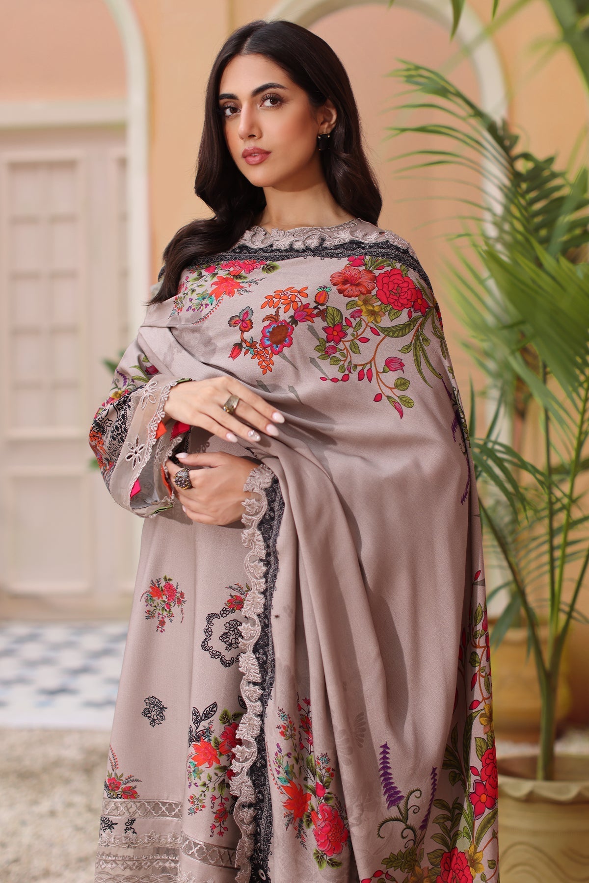 Charizma | Sheen Embroidered Linen Shawl | SHW4-02
