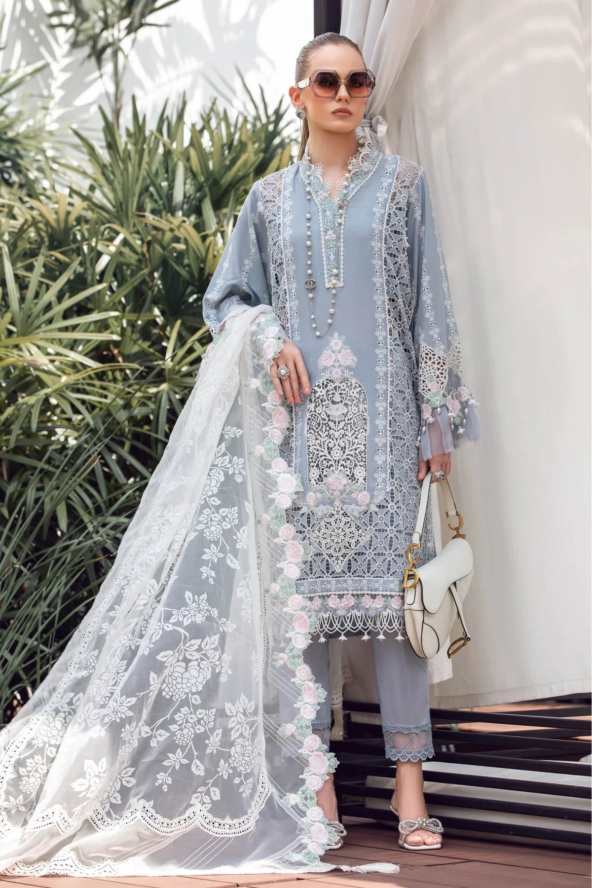 Maria B | Luxury Lawn | EL-23-10-Ice Blue