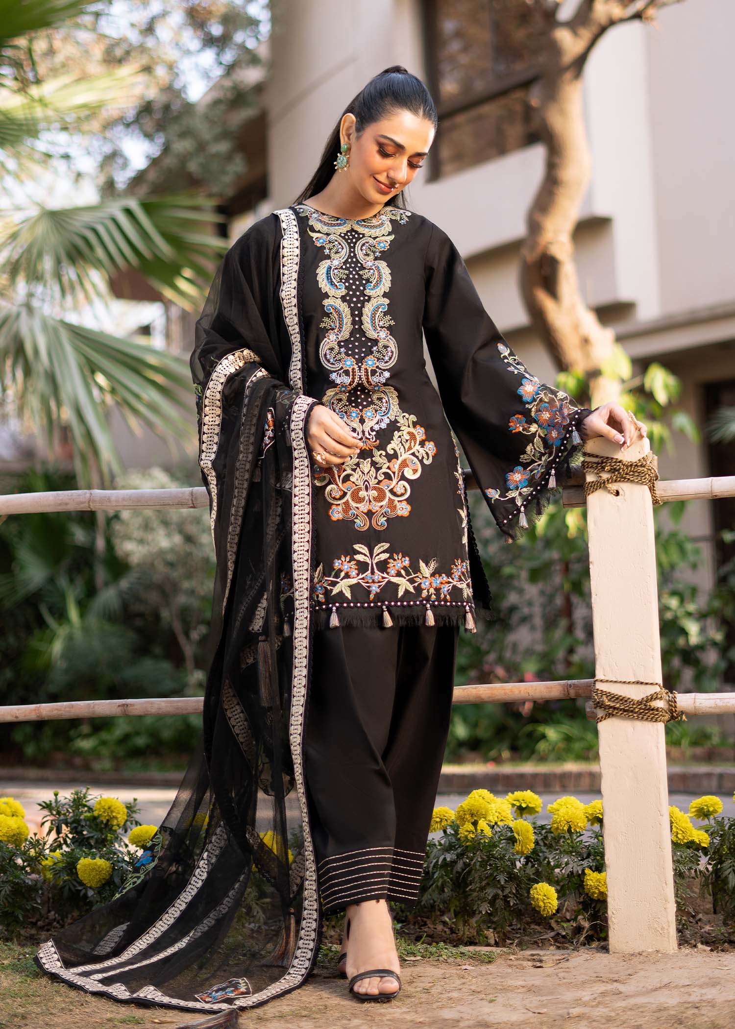 Fozia Khalid | Blossom Festive Lawn 25 | Black viola