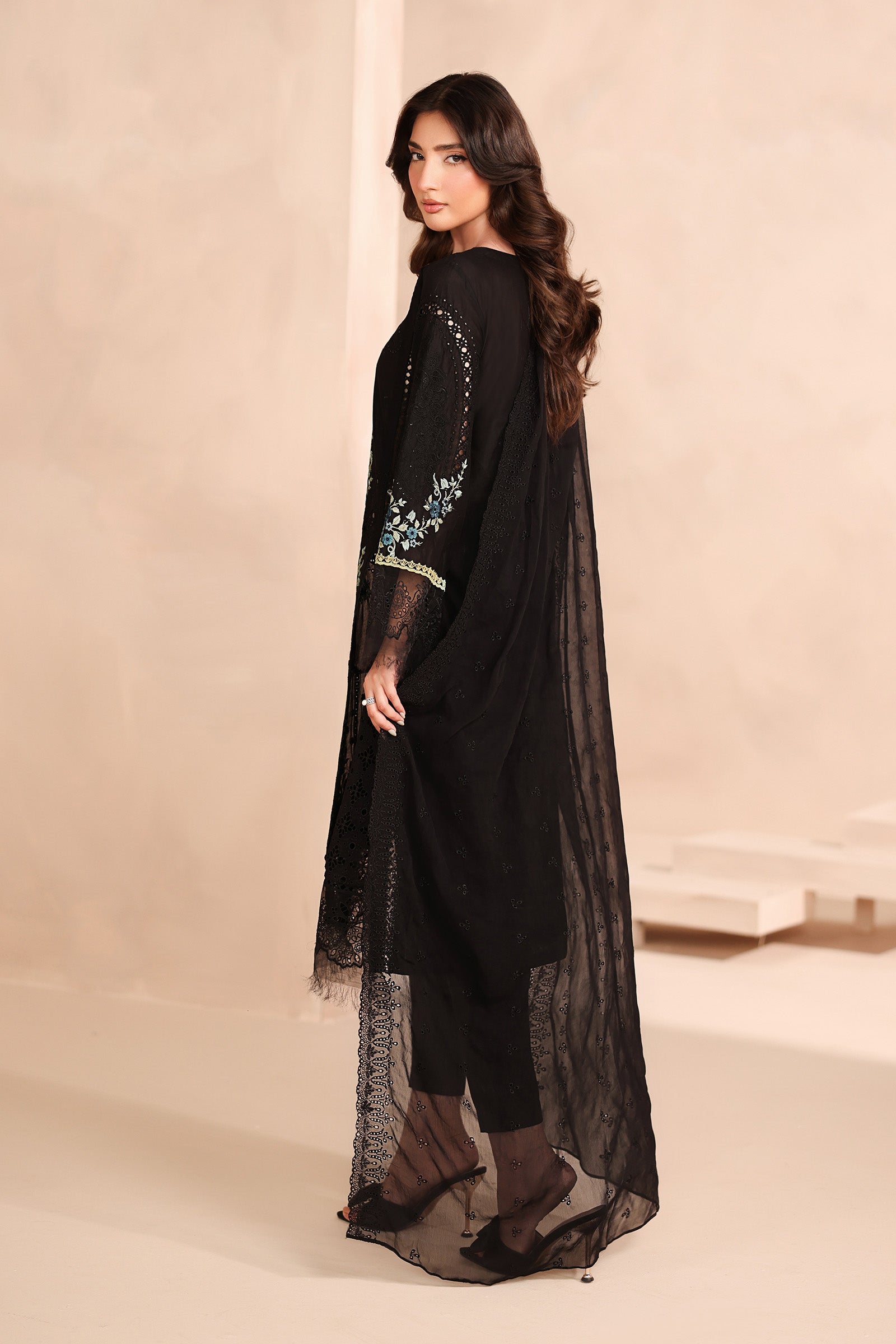 Maria B | Pre Fall Dresses | 3 Piece Embroidered Lawn Suit Black