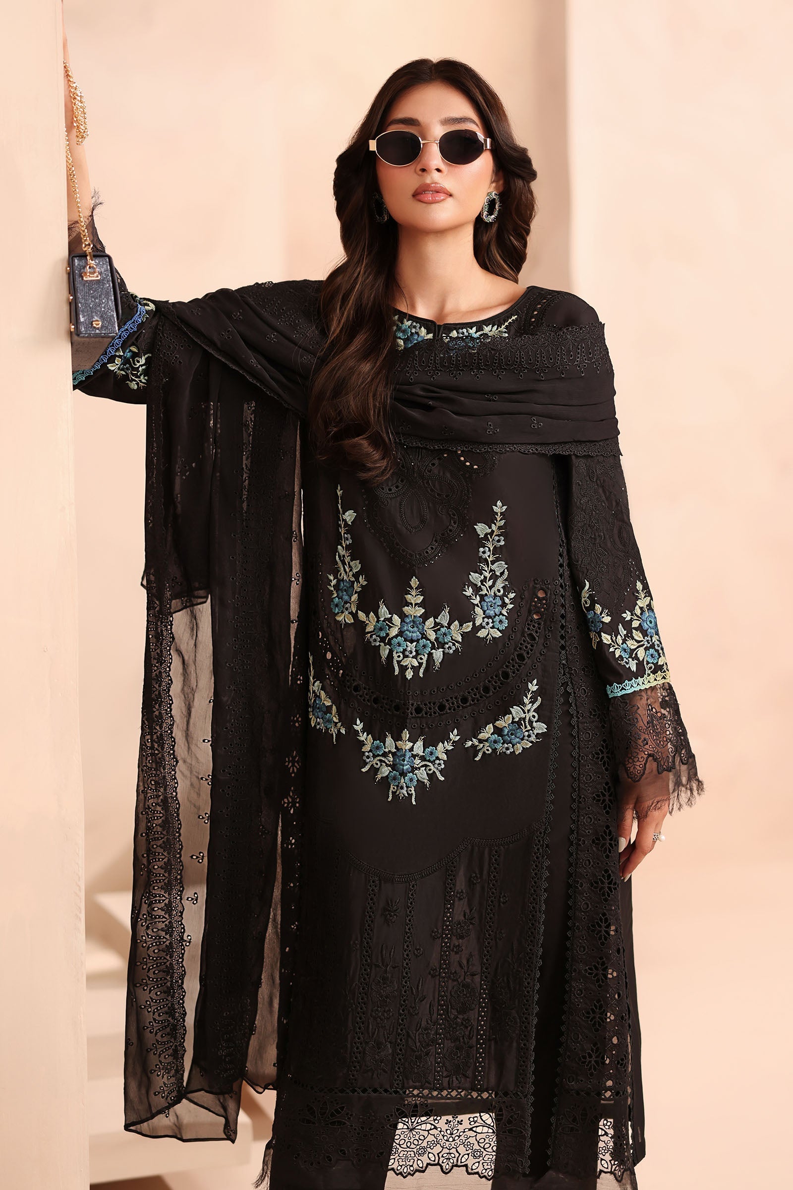 Maria B | Pre Fall Dresses | 3 Piece Embroidered Lawn Suit Black