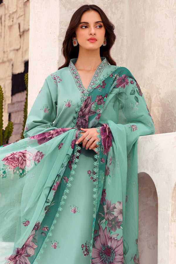 Farasha | Bahaar Embroidered Lawn | Cyan Whisper