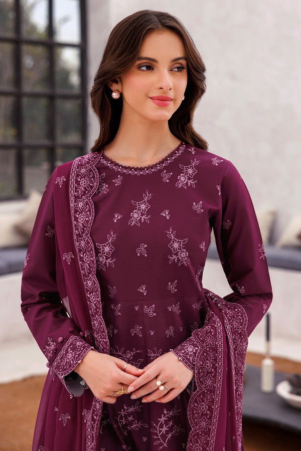 Farasha | Bahaar Embroidered Lawn | Regal Plum