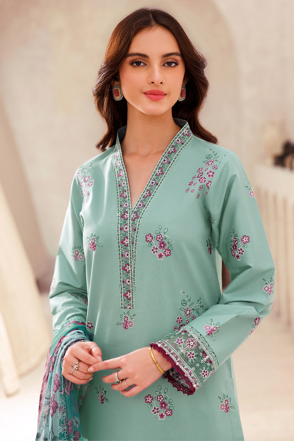 Farasha | Bahaar Embroidered Lawn | Cyan Whisper
