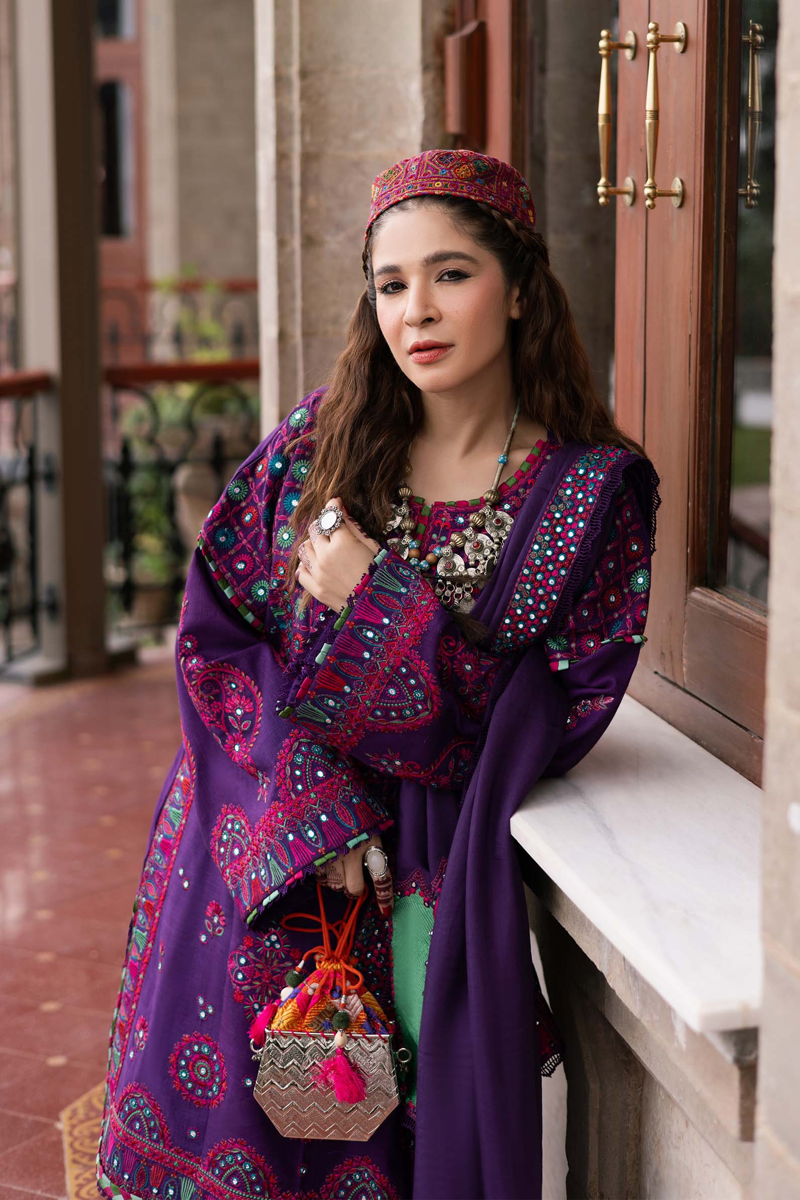 Maryam Hussain | Winter Shawl 2024 |  Plum