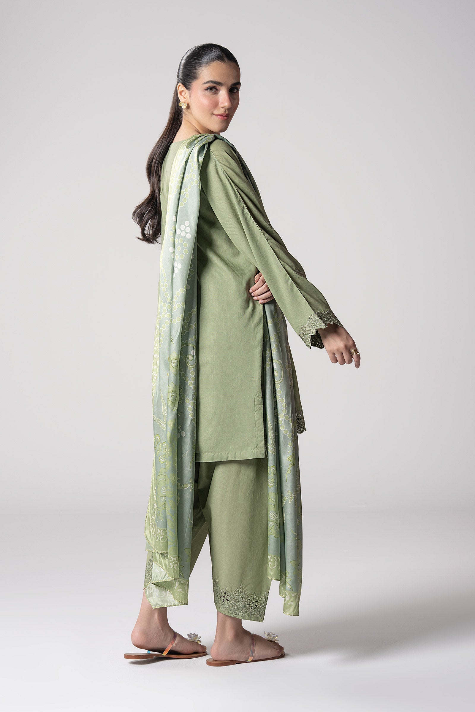 Maria B | Basics RTW | 3 Pc Embroidered Lurex Stripe Suit | MB-CS25-143