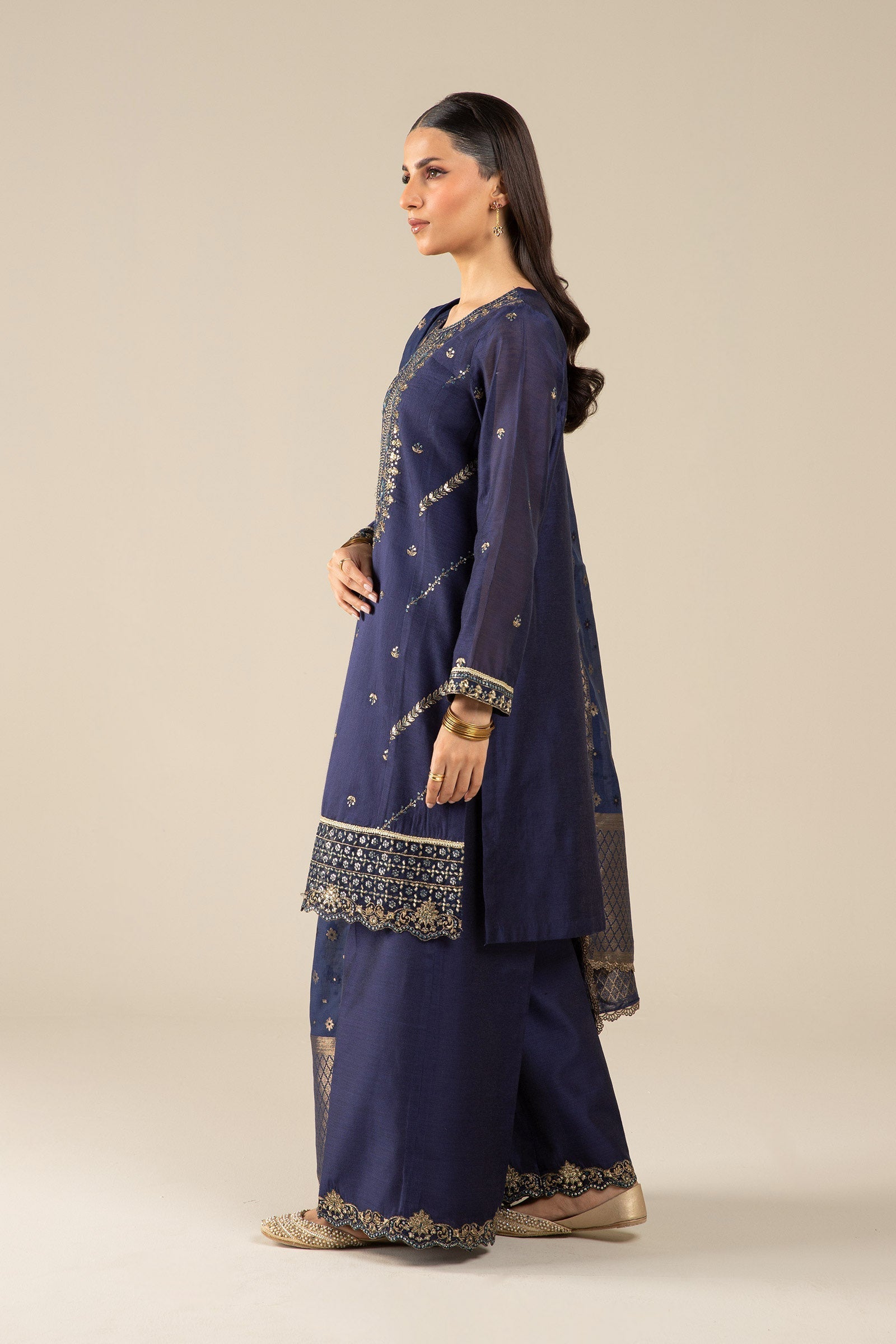 Maria B | Basics RTW | 3 Pc Embroidered Two Tone Silk Suit | MB-FS25-30