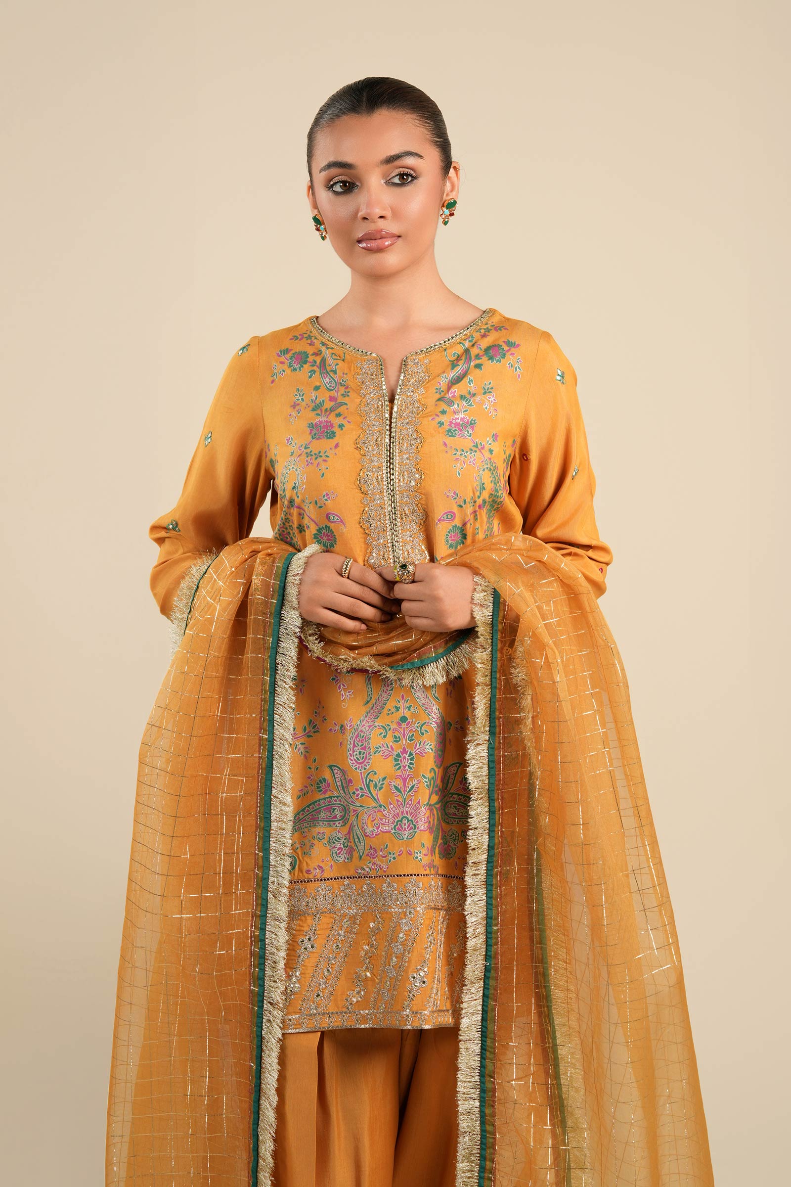 Maria B | Basics RTW | 3 Pc Embroidered Raw Silk Suit | MB-FS25-33