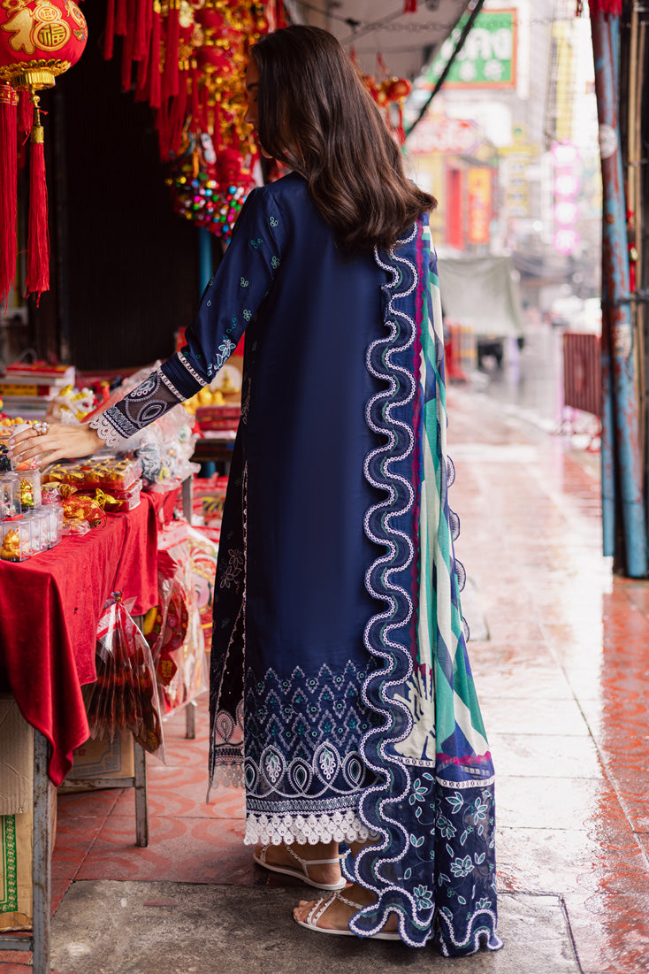 Marjjan | Carnation Lawn | MBL-17 A (NAVY BLUE)