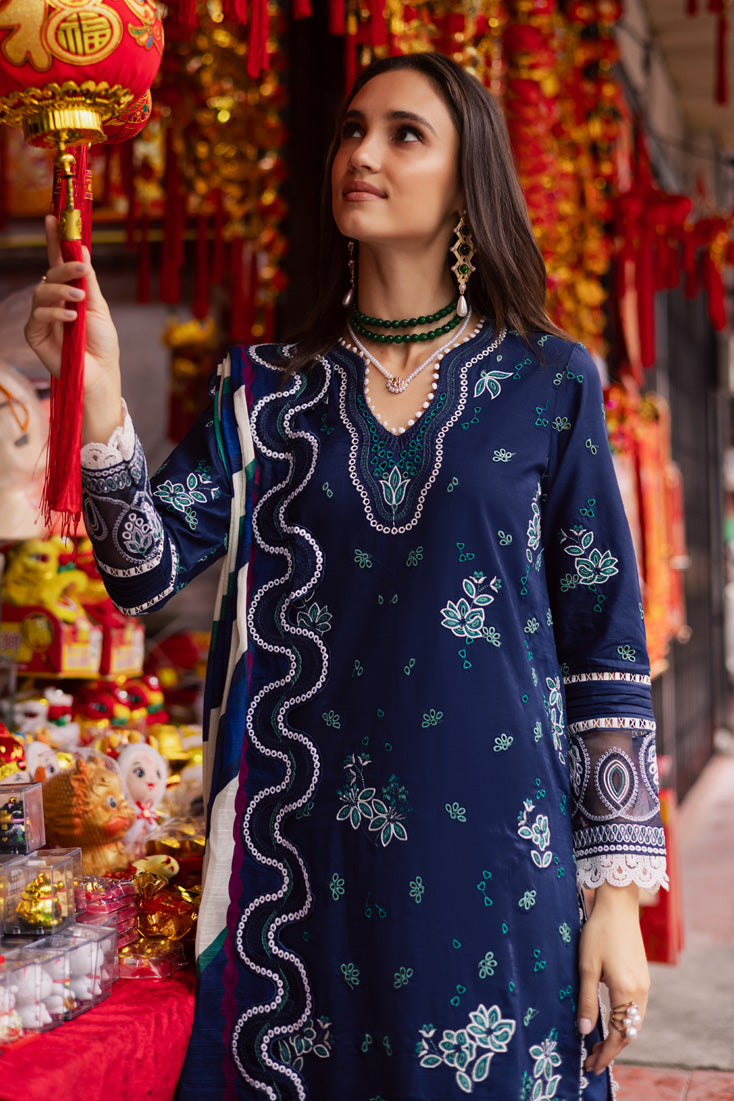 Marjjan | Carnation Lawn | MBL-17 A (NAVY BLUE)