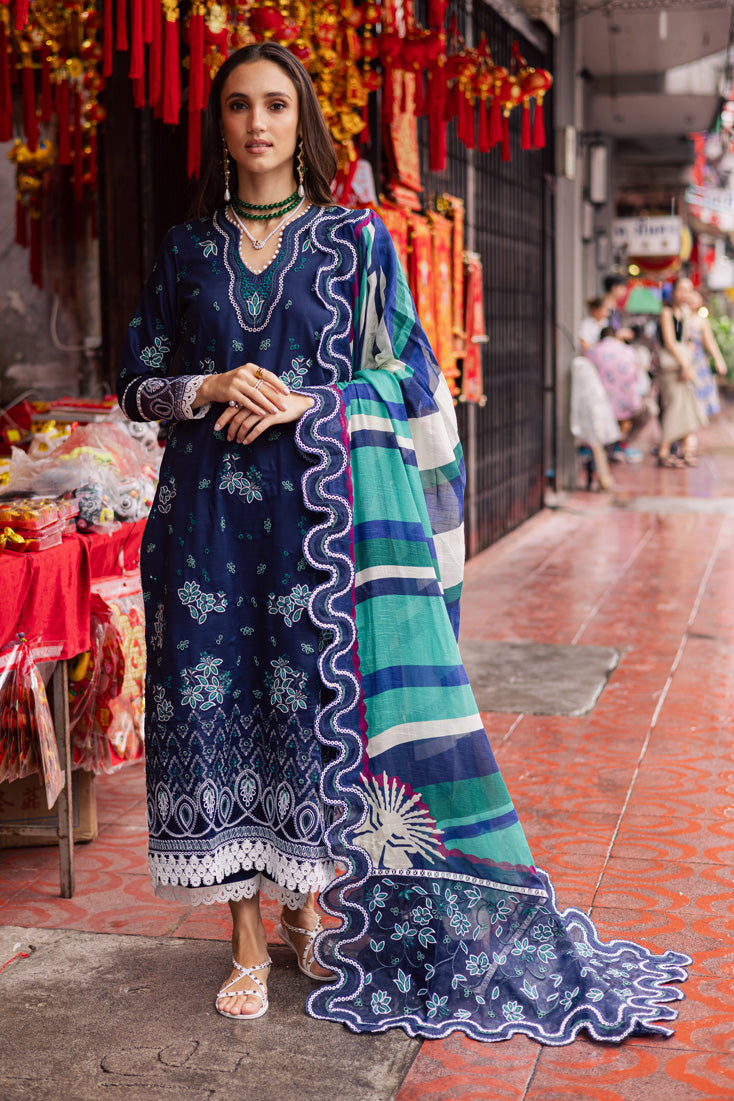 Marjjan | Carnation Lawn | MBL-17 A (NAVY BLUE)