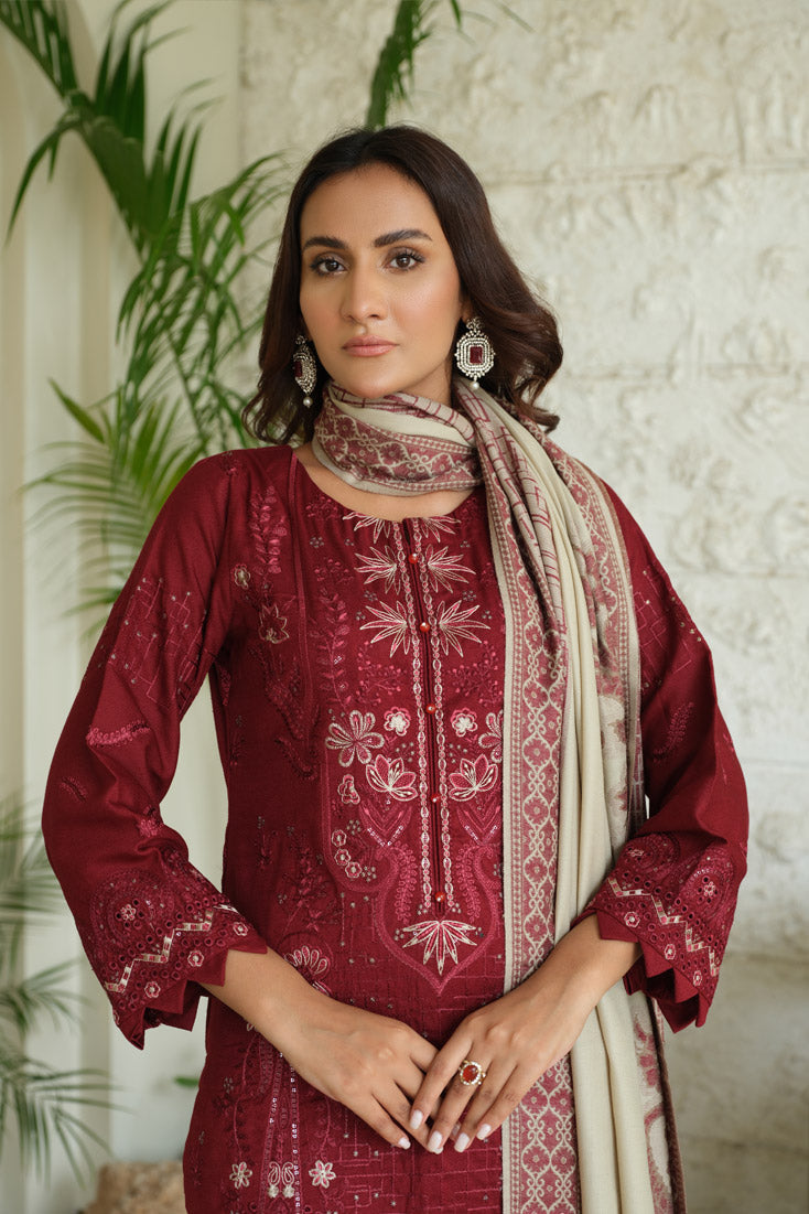 Marjjan | Aangan Embroidered Viscose |  MDS-69 (MEHROON)