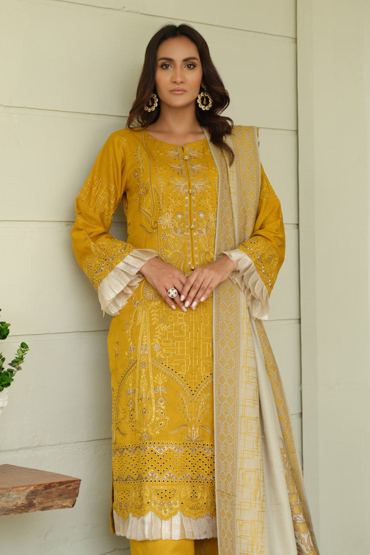 Marjjan | Aangan Embroidered Viscose |  MDS-69 (MUSTARD)