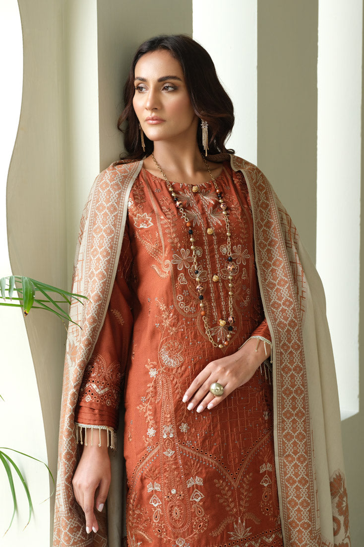 Marjjan | Aangan Embroidered Viscose |  MDS-69 (RUST)