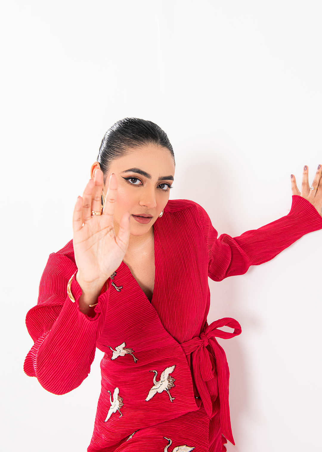 Maria Osama Khan | Claire Pleated Silk | Scarlet