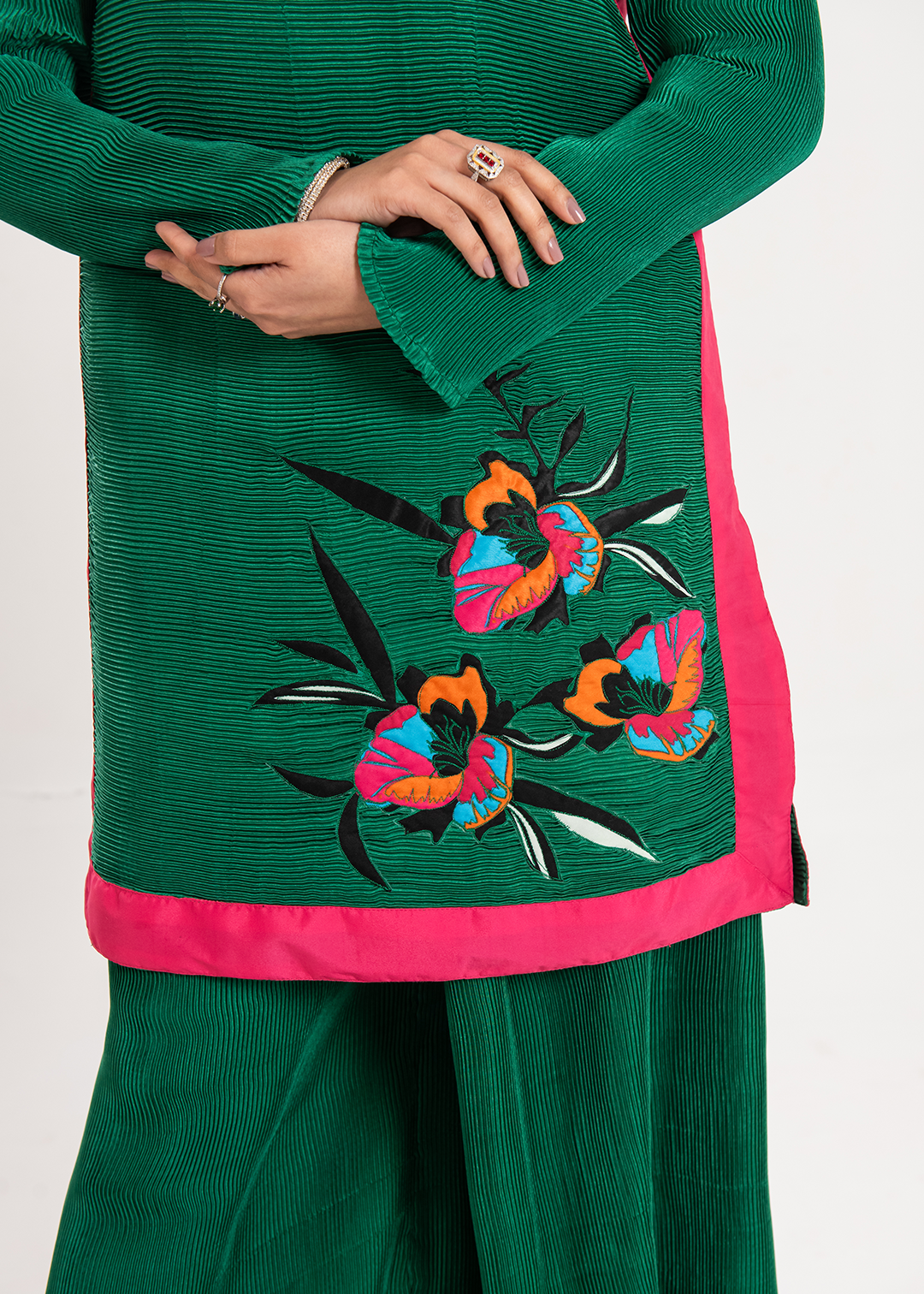 Maria Osama Khan | Claire Pleated Silk | Ivy
