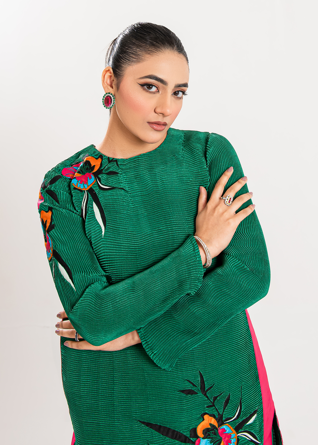 Maria Osama Khan | Claire Pleated Silk | Ivy