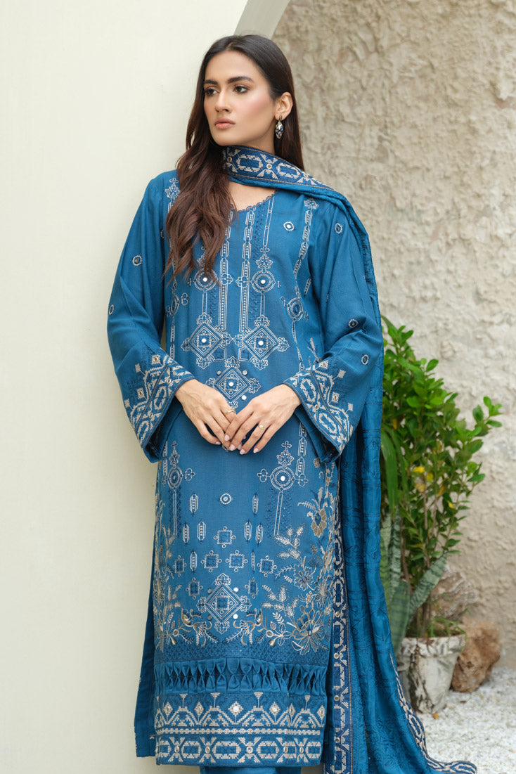 Marjjan | Aangan Embroidered Viscose |  SKC-100 (TEAL BLUE)