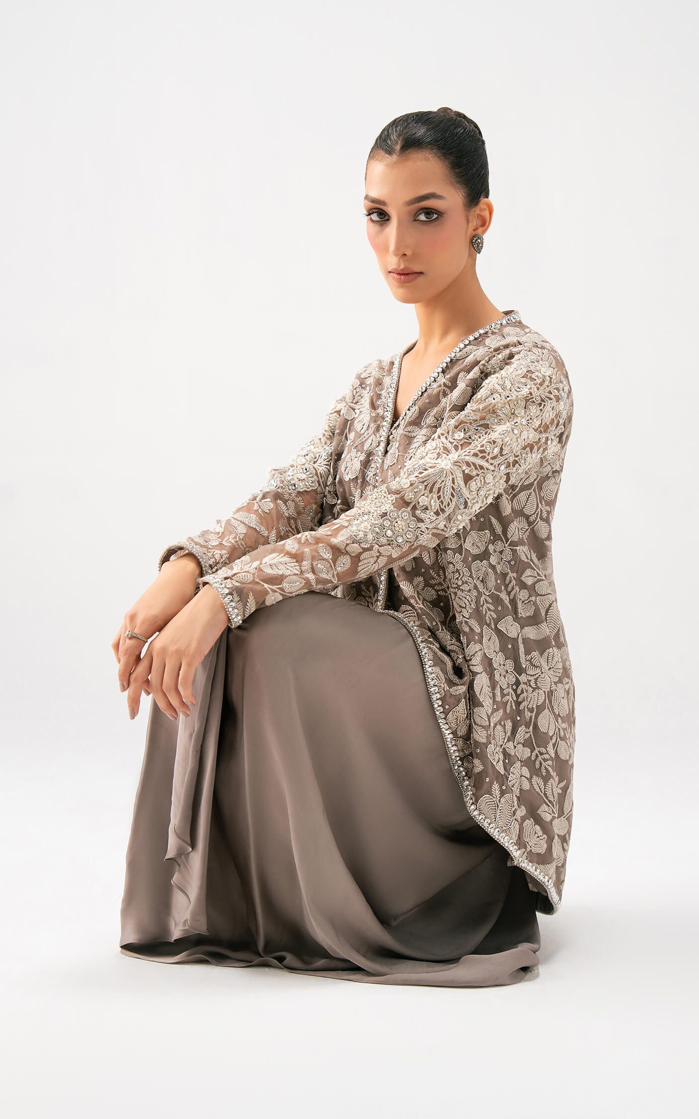 Asifa and Nabeel | Lyle Luxury Formals 25 | Taupe Bloom Drape Set