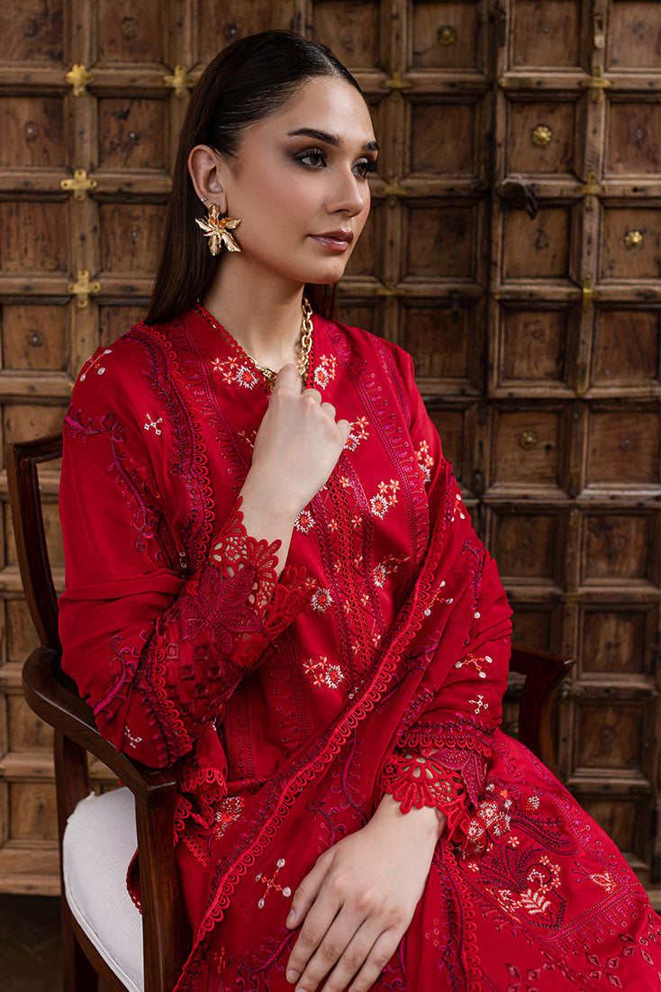 Marjjan | Aangan Embroidered Viscose |  PEV-24 B (RED)