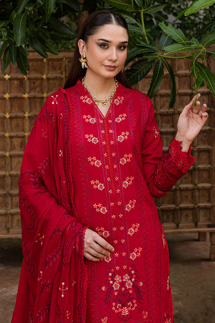 Marjjan | Aangan Embroidered Viscose |  PEV-24 B (RED)