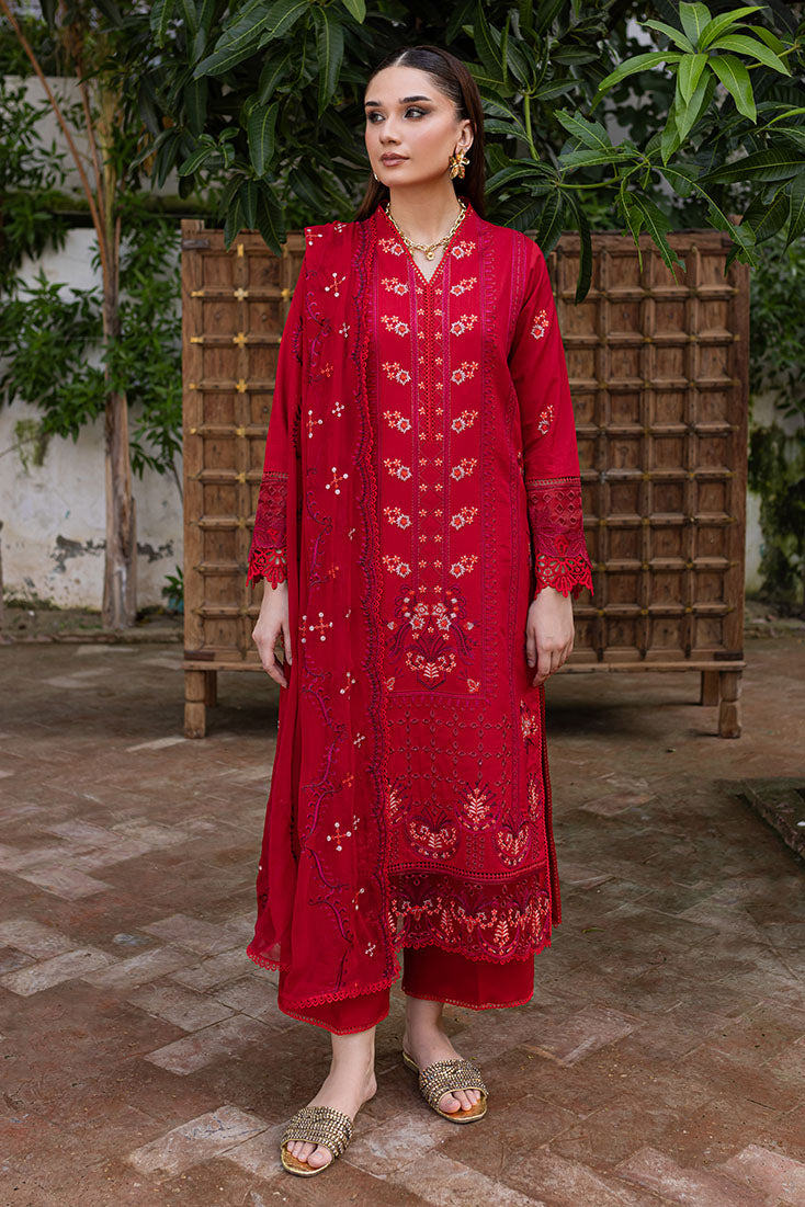 Marjjan | Aangan Embroidered Viscose |  PEV-24 B (RED)
