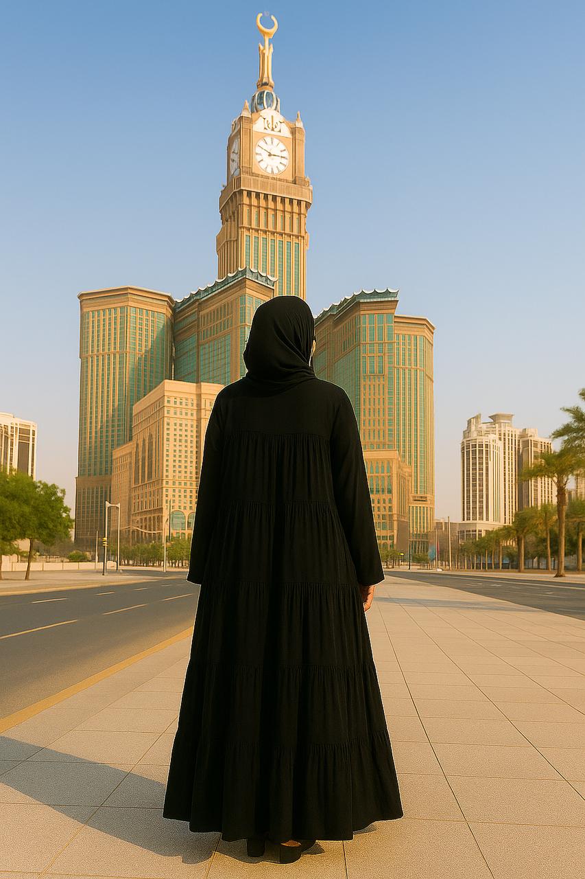 High Tiered Modesty Black Hajj & Umrah Abaya