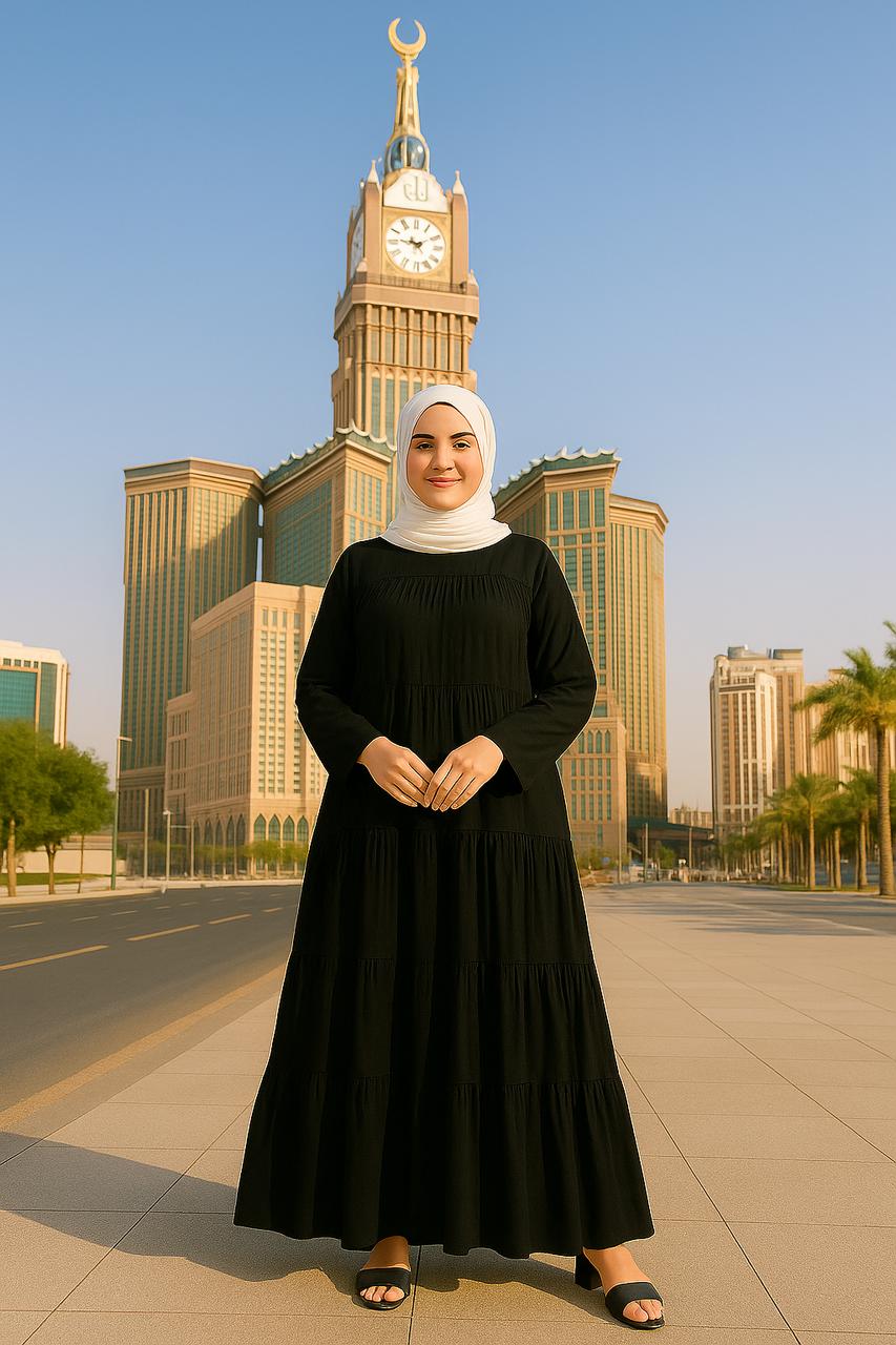 High Tiered Modesty Black Hajj & Umrah Abaya