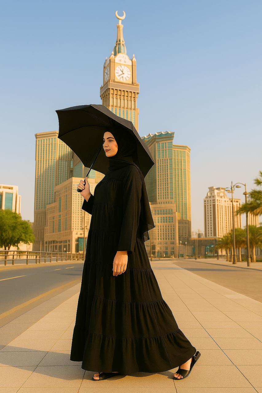 High Tiered Modesty Black Hajj & Umrah Abaya