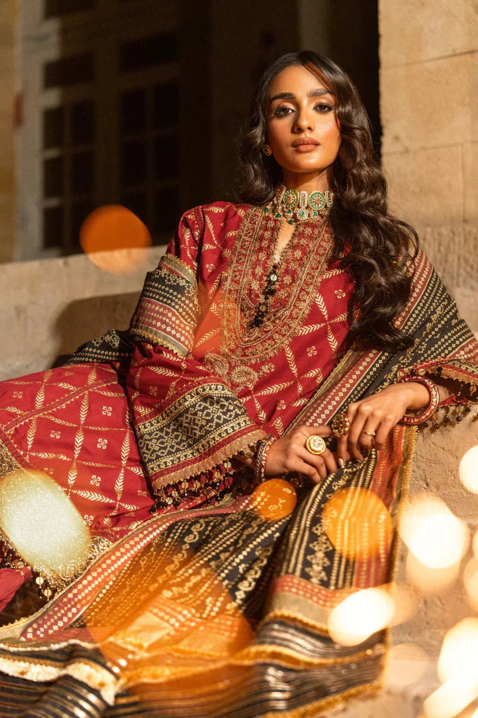 Alkaram | Spring Summer Festive 24 | Embroidered Cambric Red