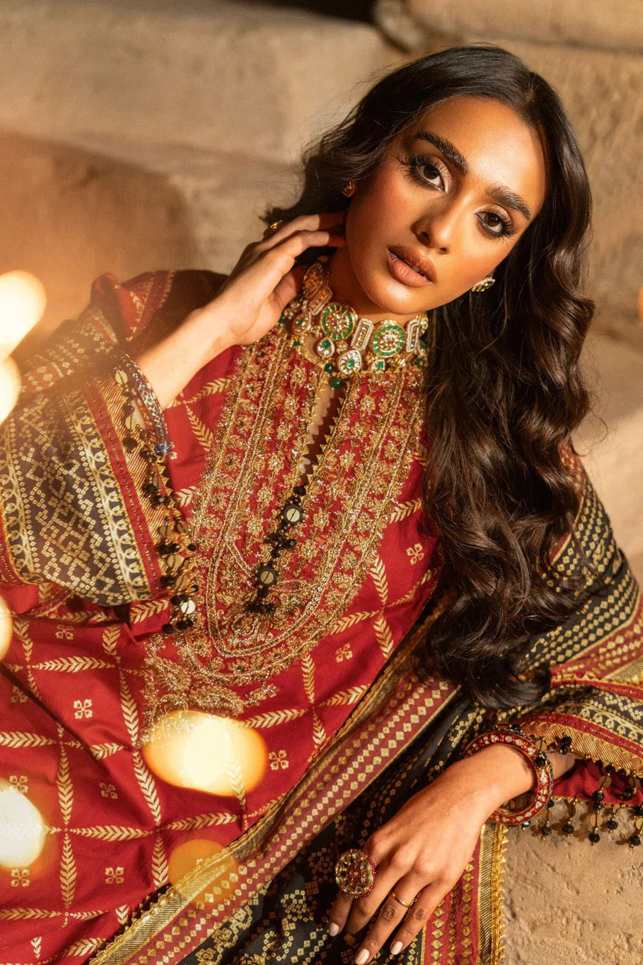 Alkaram | Spring Summer Festive 24 | Embroidered Cambric Red