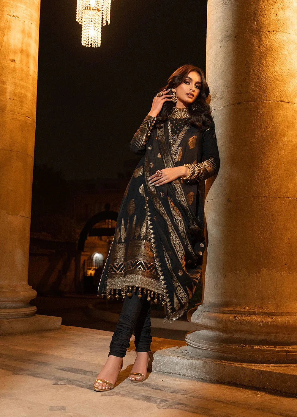 Alkaram | Spring Summer Festive 24 | Embroidered Jacquard Black