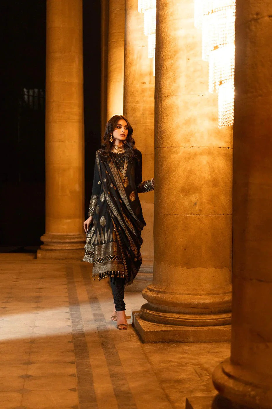 Alkaram | Spring Summer Festive 24 | Embroidered Jacquard Black