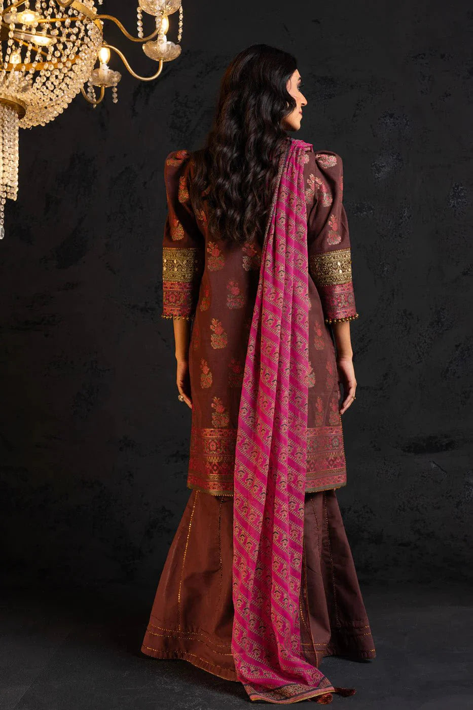 Alkaram | Spring Summer Festive 24 | Embroidered Jacquard Brown