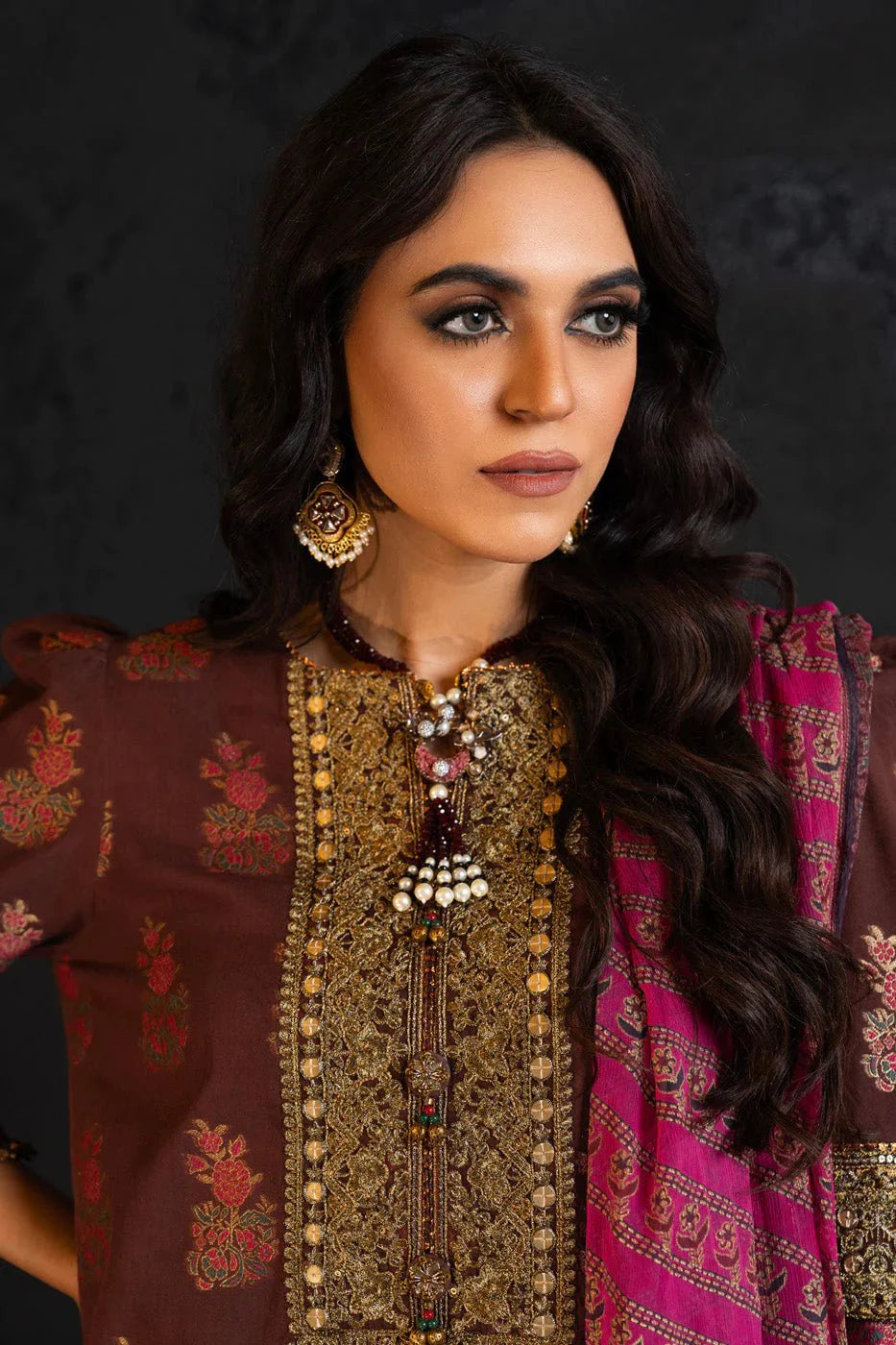 Alkaram | Spring Summer Festive 24 | Embroidered Jacquard Brown