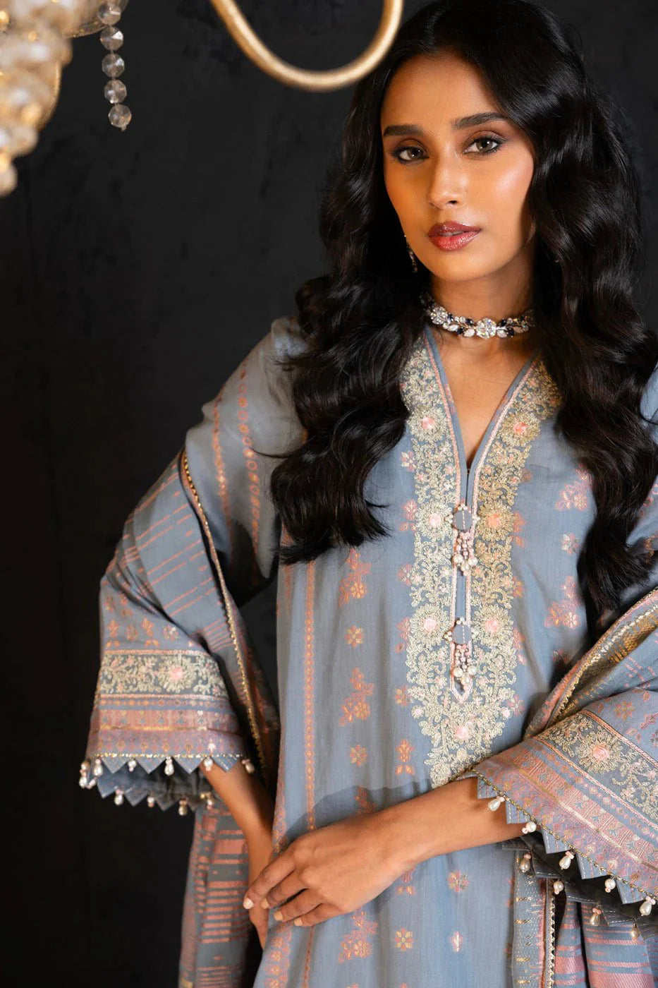 Alkaram | Spring Summer Festive 24 | Embroidered Jacquard Grey