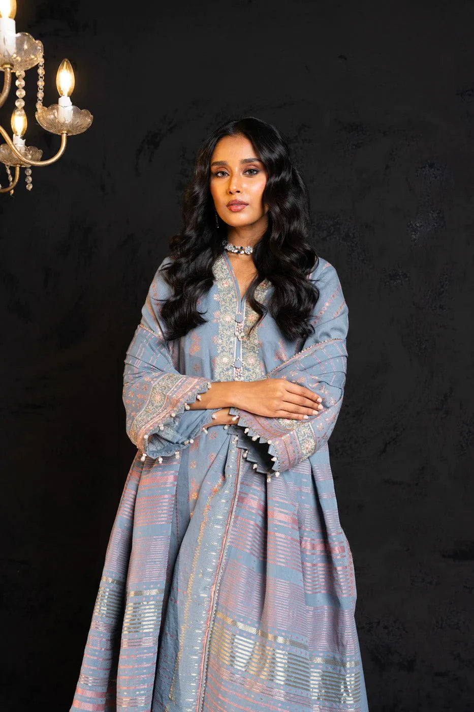 Alkaram | Spring Summer Festive 24 | Embroidered Jacquard Grey