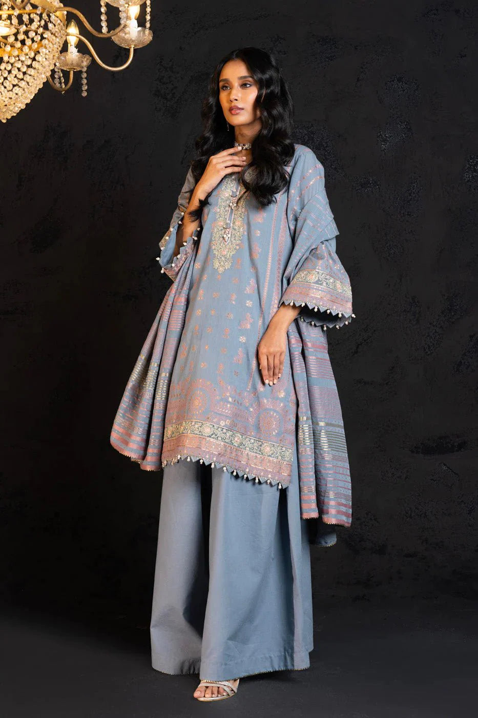 Alkaram | Spring Summer Festive 24 | Embroidered Jacquard Grey