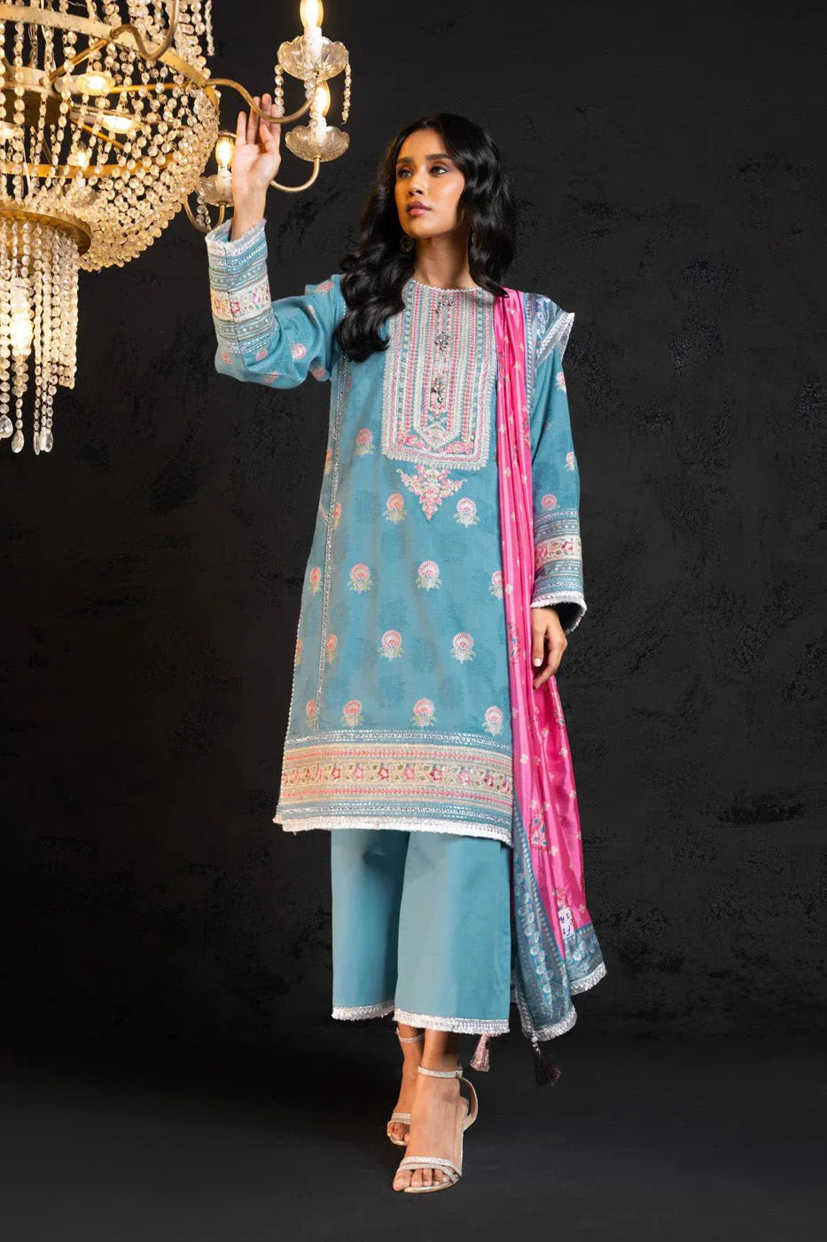 Alkaram | Spring Summer Festive 24 | Embroidered Jacquard Light Blue