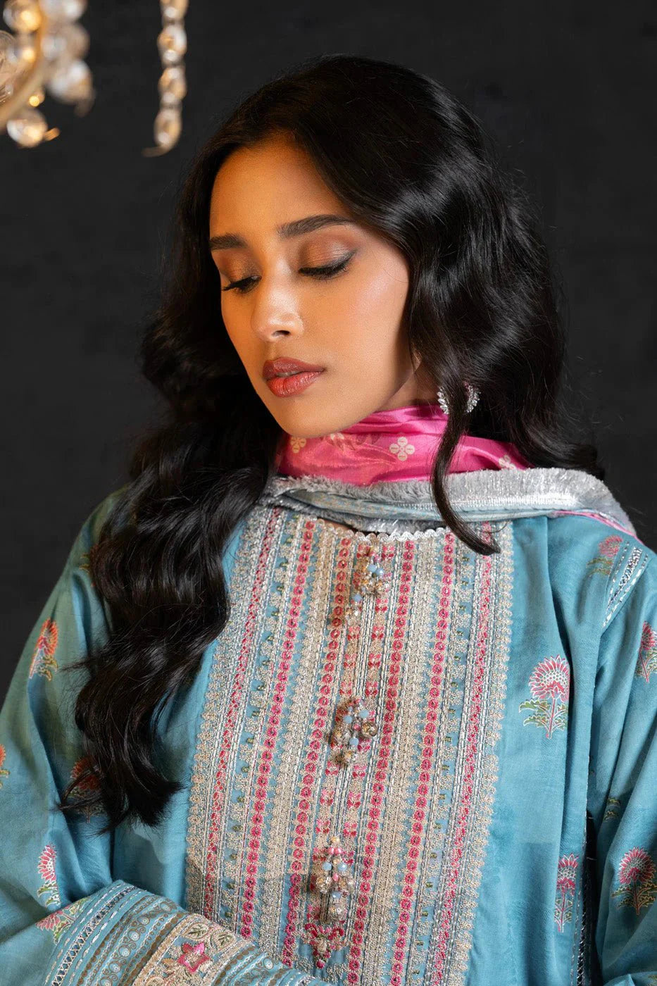 Alkaram | Spring Summer Festive 24 | Embroidered Jacquard Light Blue
