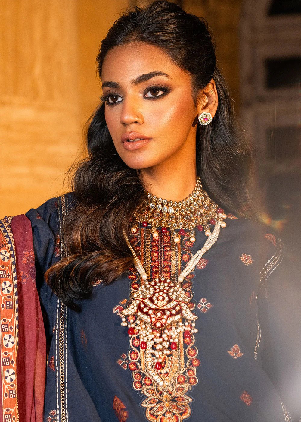 Alkaram | Spring Summer Festive 24 | Embroidered Jacquard Navy Blue