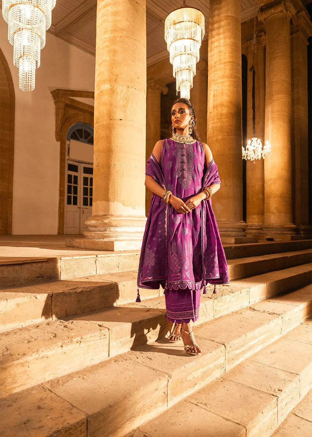 Alkaram | Spring Summer Festive 24 | Embroidered Jacquard Purple