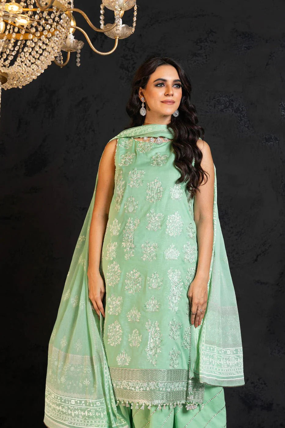 Alkaram | Spring Summer Festive 24 | Embroidered Lawn Mint