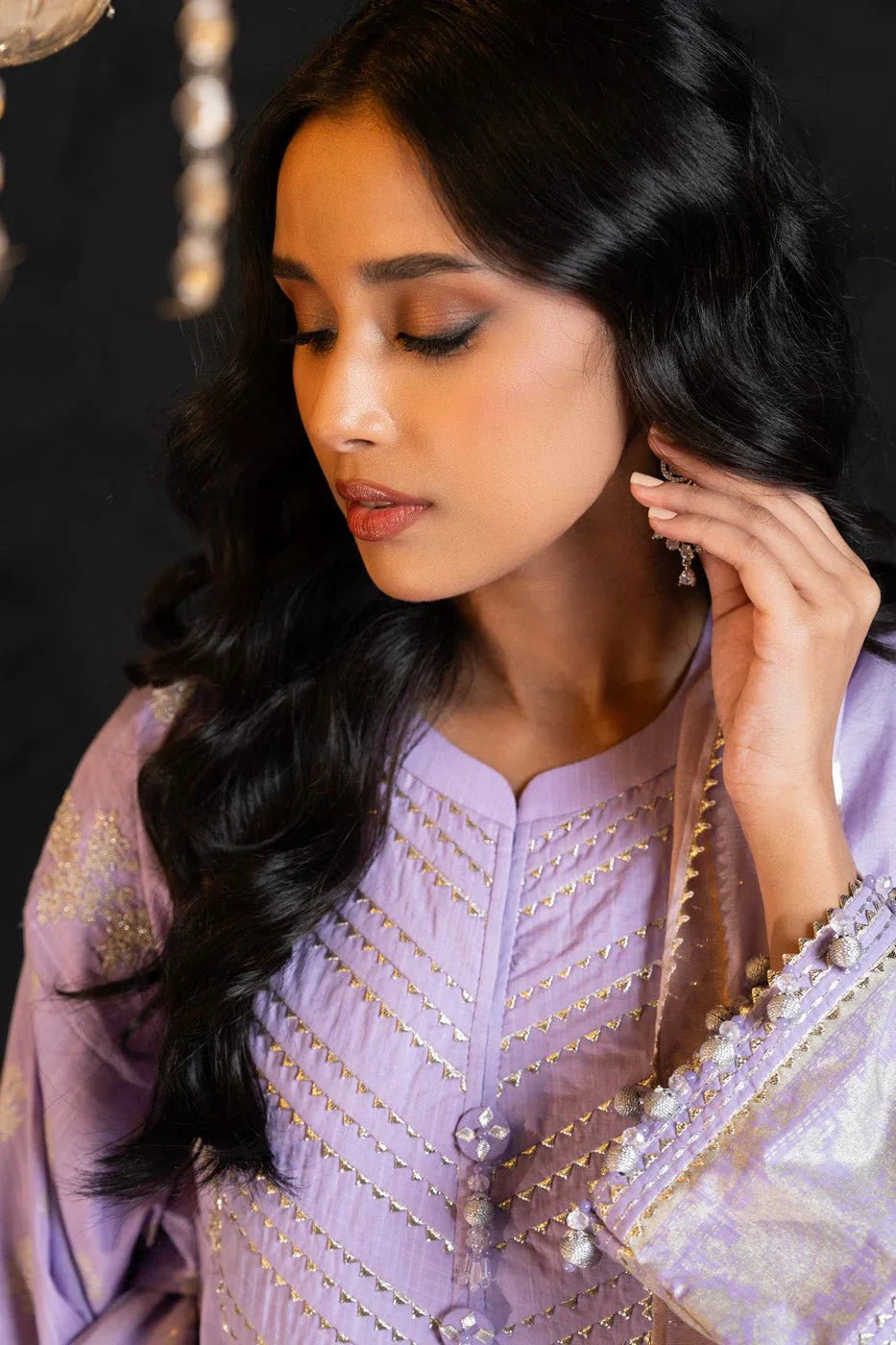 Alkaram | Spring Summer Festive 24 | Embroidered Two Way Slub Lavender